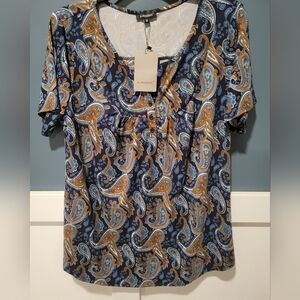 NWT a.Jesdani Summer Plus Size Tunic Tops Short Sleeve Blouses Casual